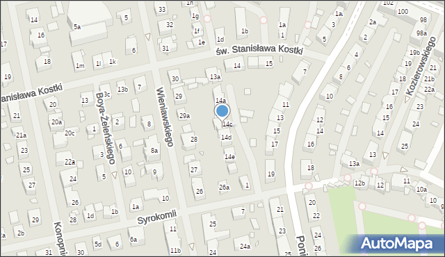 Szczecin, św. Stanisława Kostki, 14ca, mapa Szczecina