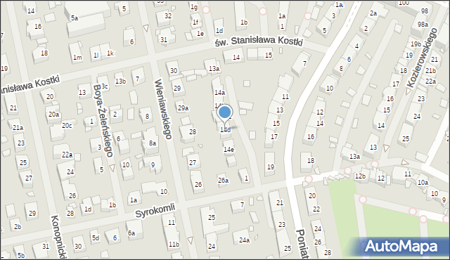 Szczecin, św. Stanisława Kostki, 14d, mapa Szczecina