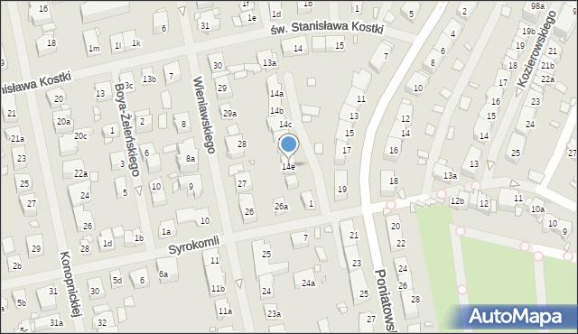 Szczecin, św. Stanisława Kostki, 14e, mapa Szczecina
