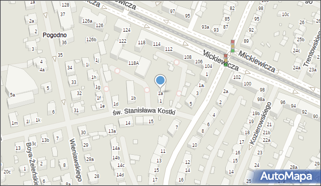 Szczecin, św. Stanisława Kostki, 1a, mapa Szczecina