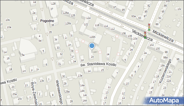Szczecin, św. Stanisława Kostki, 1c, mapa Szczecina