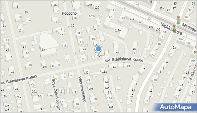 Szczecin, św. Stanisława Kostki, 1e, mapa Szczecina