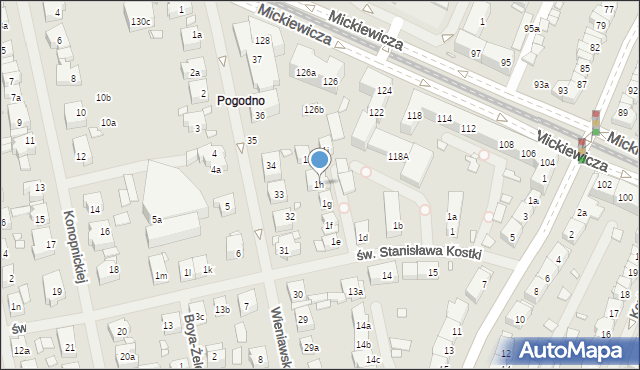 Szczecin, św. Stanisława Kostki, 1h, mapa Szczecina