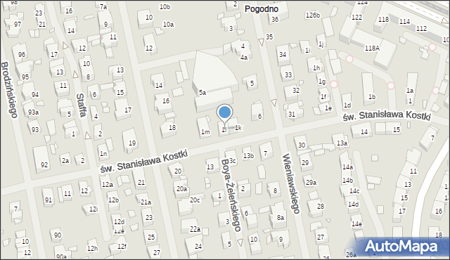 Szczecin, św. Stanisława Kostki, 1l, mapa Szczecina