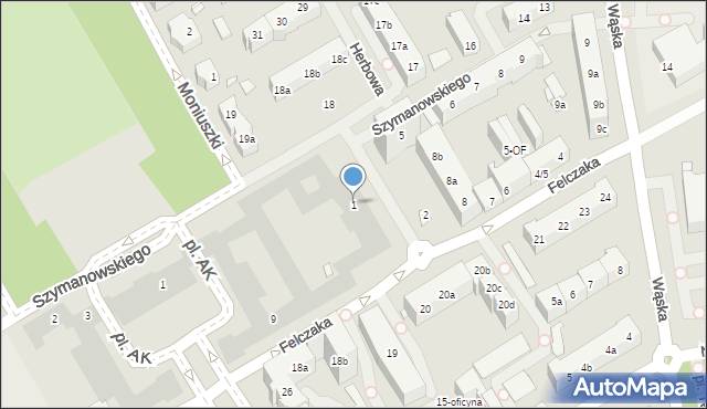 Szczecin, św. Jacka Odrowąża, 1, mapa Szczecina