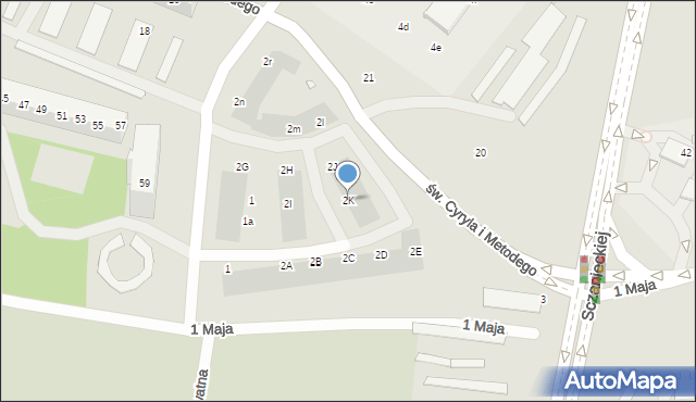 Szczecin, św. Kazimierza Królewicza, 2K, mapa Szczecina