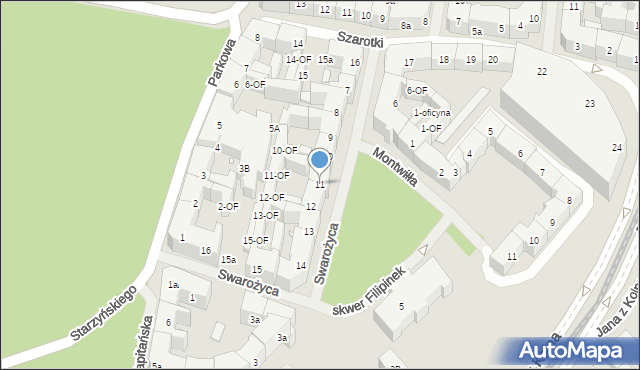 Szczecin, Swarożyca, 11, mapa Szczecina