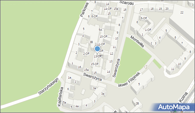 Szczecin, Swarożyca, 13-OF, mapa Szczecina
