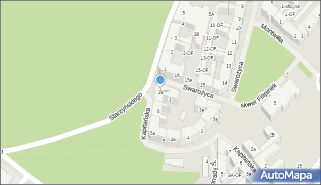 Szczecin, Swarożyca, 1a, mapa Szczecina