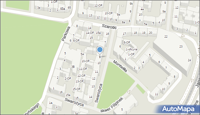 Szczecin, Swarożyca, 9, mapa Szczecina