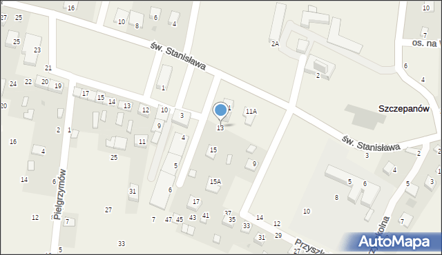 Szczepanów, św. Stanisława, 13, mapa Szczepanów