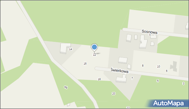 Szerominek, Świerkowa, 12, mapa Szerominek