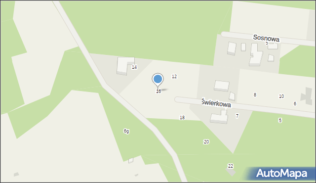 Szerominek, Świerkowa, 16, mapa Szerominek