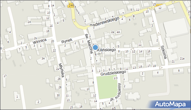 Szubin, św. Marcina, 5, mapa Szubin