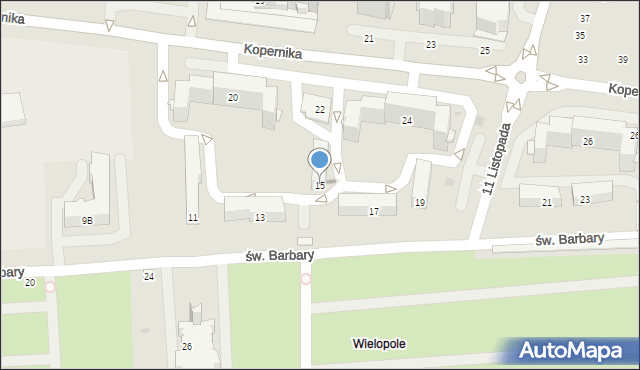 Tarnobrzeg, św. Barbary, 15, mapa Tarnobrzegu