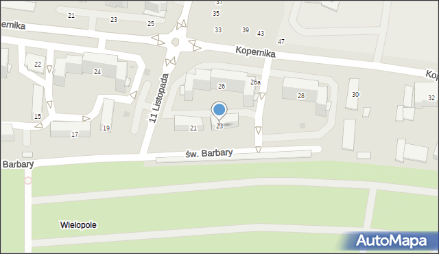 Tarnobrzeg, św. Barbary, 23, mapa Tarnobrzegu