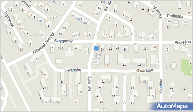 Tarnobrzeg, św. Kingi, 2, mapa Tarnobrzegu