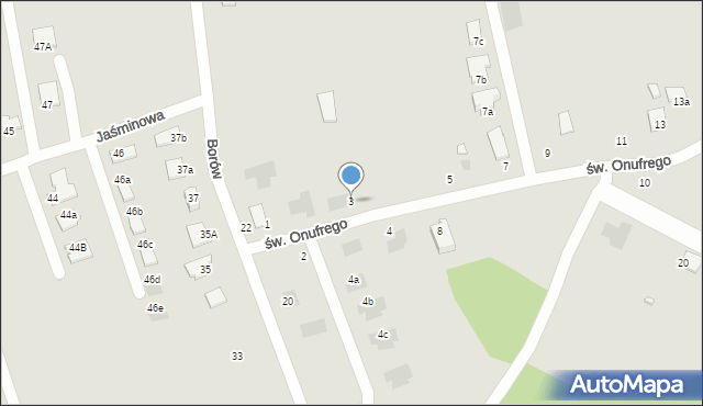 Tarnobrzeg, św. Onufrego, 3, mapa Tarnobrzegu