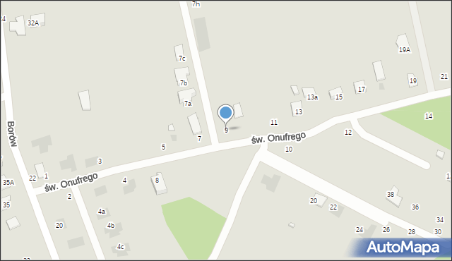 Tarnobrzeg, św. Onufrego, 9, mapa Tarnobrzegu