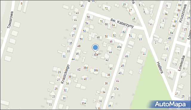 Tarnowskie Góry, św. Katarzyny, 42a, mapa Tarnowskie Góry
