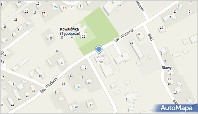 Tęgoborze, św. Floriana, 29, mapa Tęgoborze