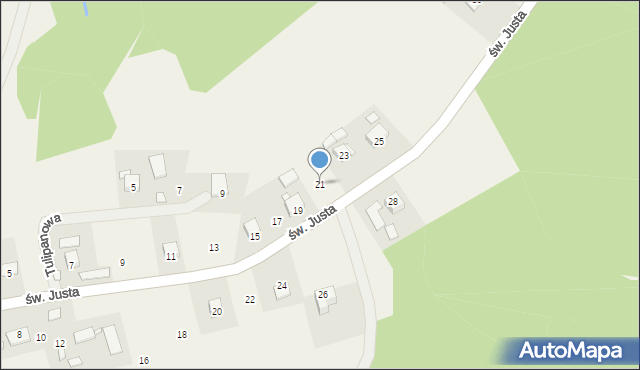 Tęgoborze, św. Justa, 21, mapa Tęgoborze