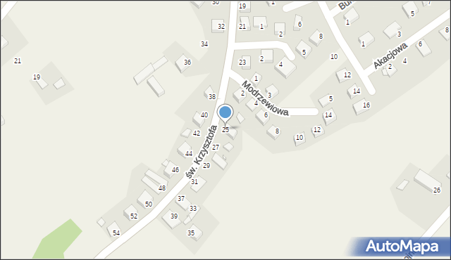 Tęgoborze, św. Krzysztofa, 25, mapa Tęgoborze