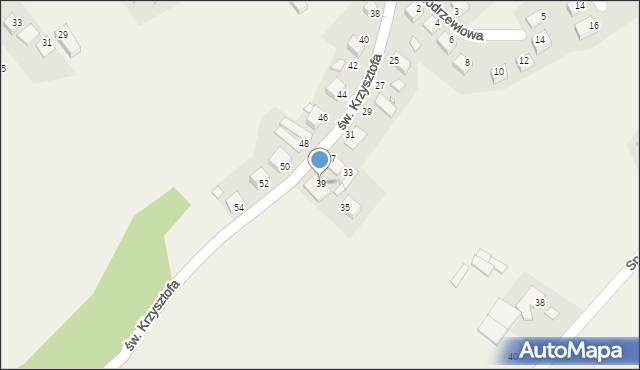 Tęgoborze, św. Krzysztofa, 39, mapa Tęgoborze