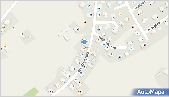 Tęgoborze, św. Krzysztofa, 40, mapa Tęgoborze