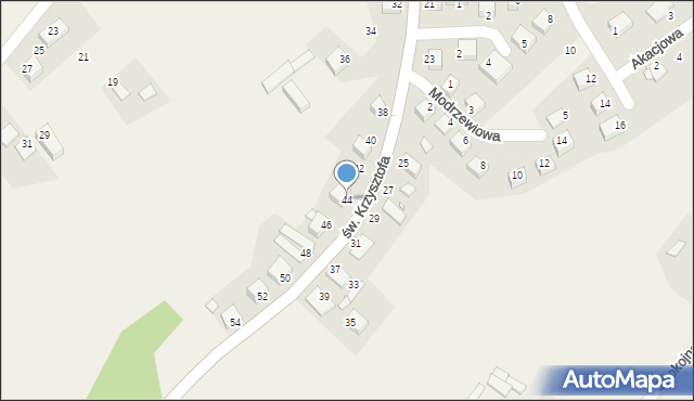 Tęgoborze, św. Krzysztofa, 44, mapa Tęgoborze