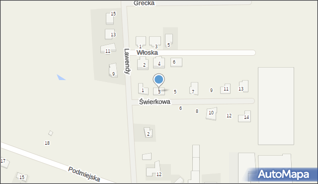 Tomaszew, Świerkowa, 3, mapa Tomaszew