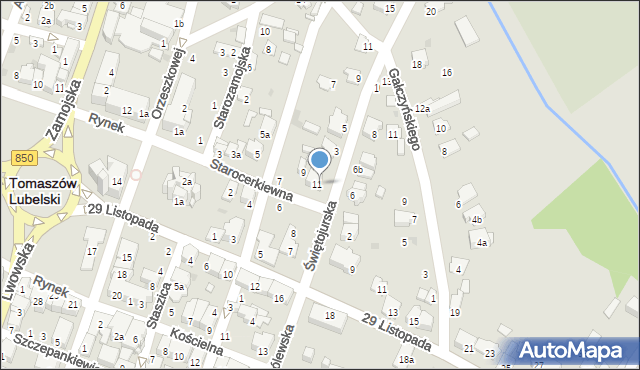 Tomaszów Lubelski, Świętojurska, 1, mapa Tomaszów Lubelski