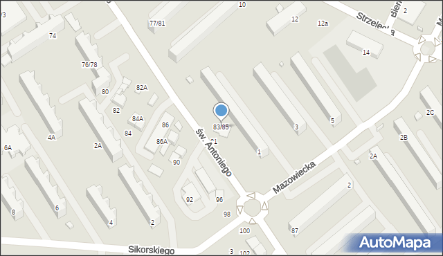 Tomaszów Mazowiecki, św. Antoniego, 83/85, mapa Tomaszów Mazowiecki