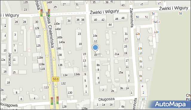 Toruń, św. Boboli Andrzeja, 10, mapa Torunia