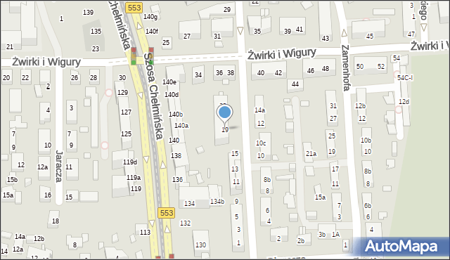 Toruń, św. Boboli Andrzeja, 19, mapa Torunia