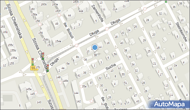 Toruń, św. Boboli Andrzeja, 38, mapa Torunia