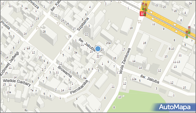 Toruń, św. Jakuba, 11, mapa Torunia