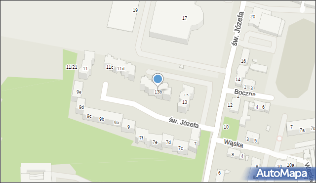 Toruń, św. Józefa, 13b, mapa Torunia