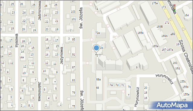 Toruń, św. Józefa, 72, mapa Torunia