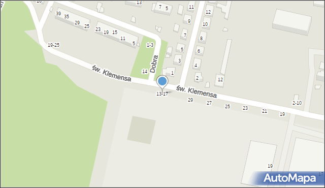 Toruń, św. Klemensa, 13-17, mapa Torunia