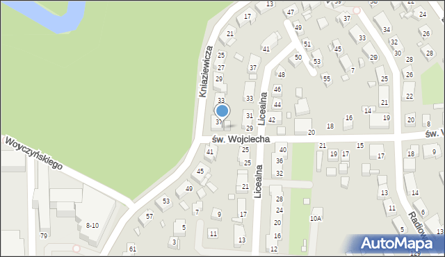 Toruń, św. Wojciecha, 26, mapa Torunia