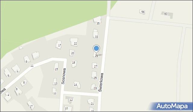 Trękusek, Świerkowa, 29, mapa Trękusek