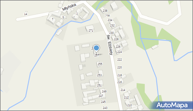 Trybsz, św. Elżbiety, 257, mapa Trybsz