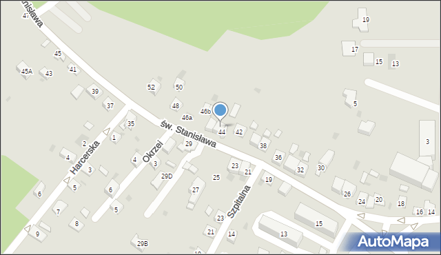 Trzebinia, św. Stanisława, 44A, mapa Trzebinia