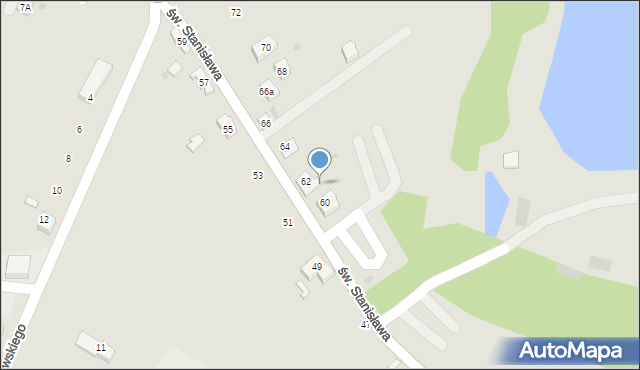 Trzebinia, św. Stanisława, 62a, mapa Trzebinia