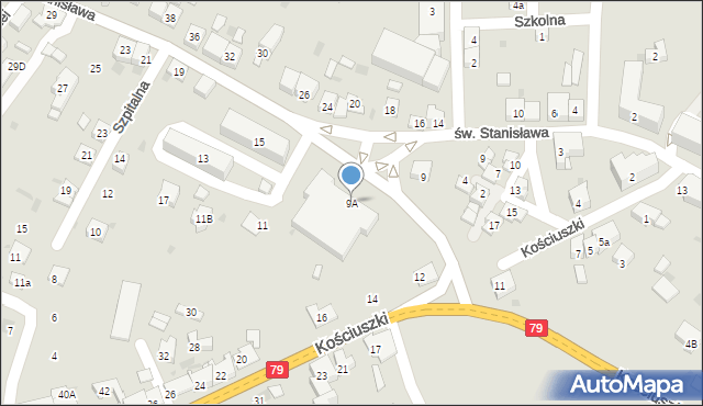 Trzebinia, św. Stanisława, 9A, mapa Trzebinia