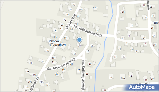 Tuczempy, św. Królowej Jadwigi, 14, mapa Tuczempy