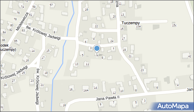 Tuczempy, św. Królowej Jadwigi, 7, mapa Tuczempy