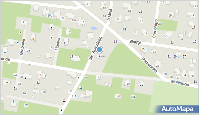 Tuszyn, św. Antoniego, 5, mapa Tuszyn