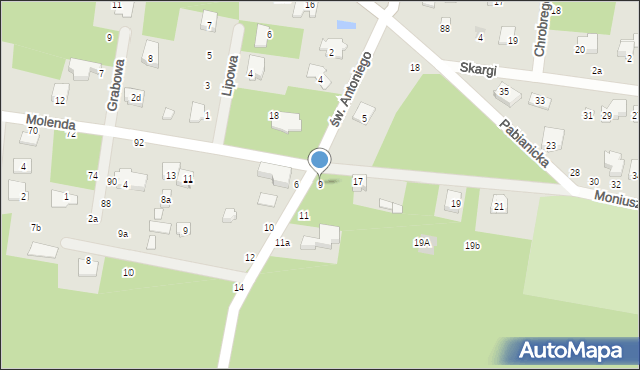 Tuszyn, św. Antoniego, 9, mapa Tuszyn